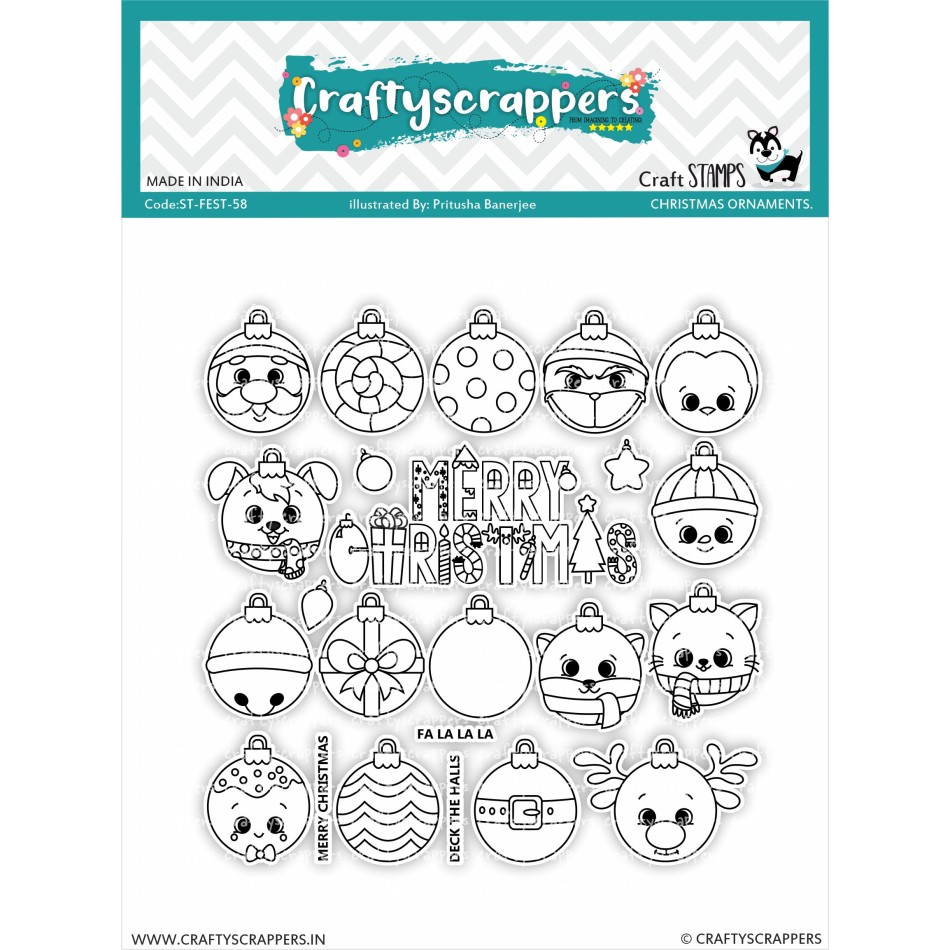 Craftyscrappers Stamps- CHRISTMAS ORNAMENTS