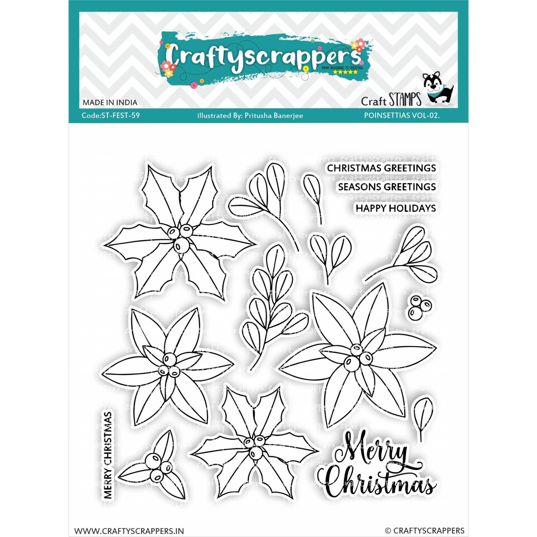 Craftyscrappers Stamps- POINSETTIAS VOL-02