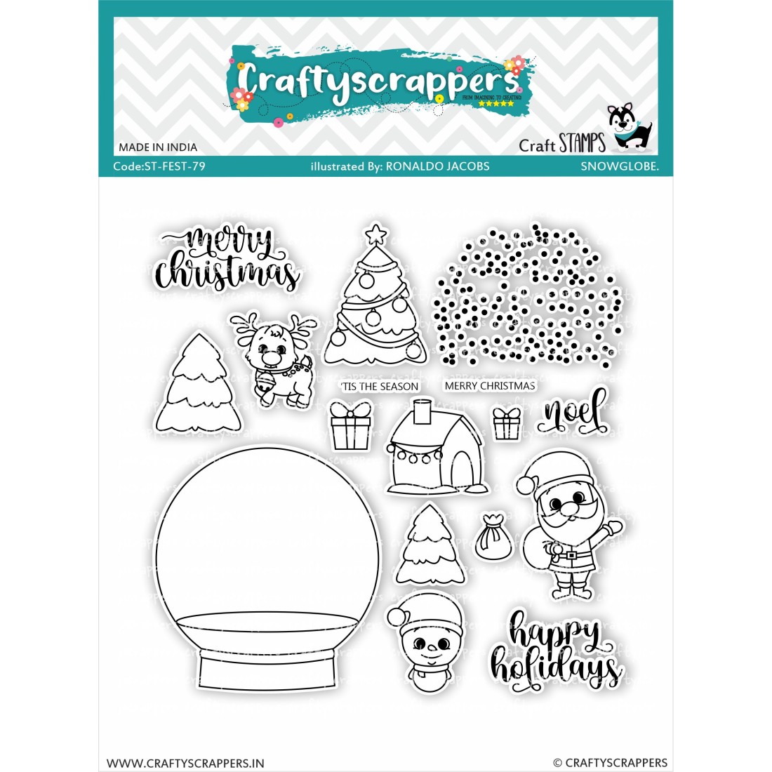 Craftyscrappers Stamps- SNOWGLOBE