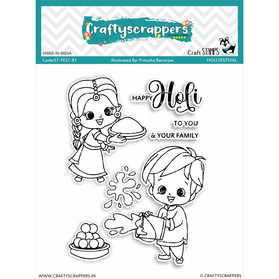 Craftyscrappers Stamps- HOLI FESTIVAL