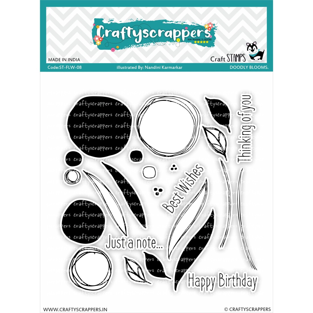 Craftyscrappers Stamps- DOODLY BLOOMS