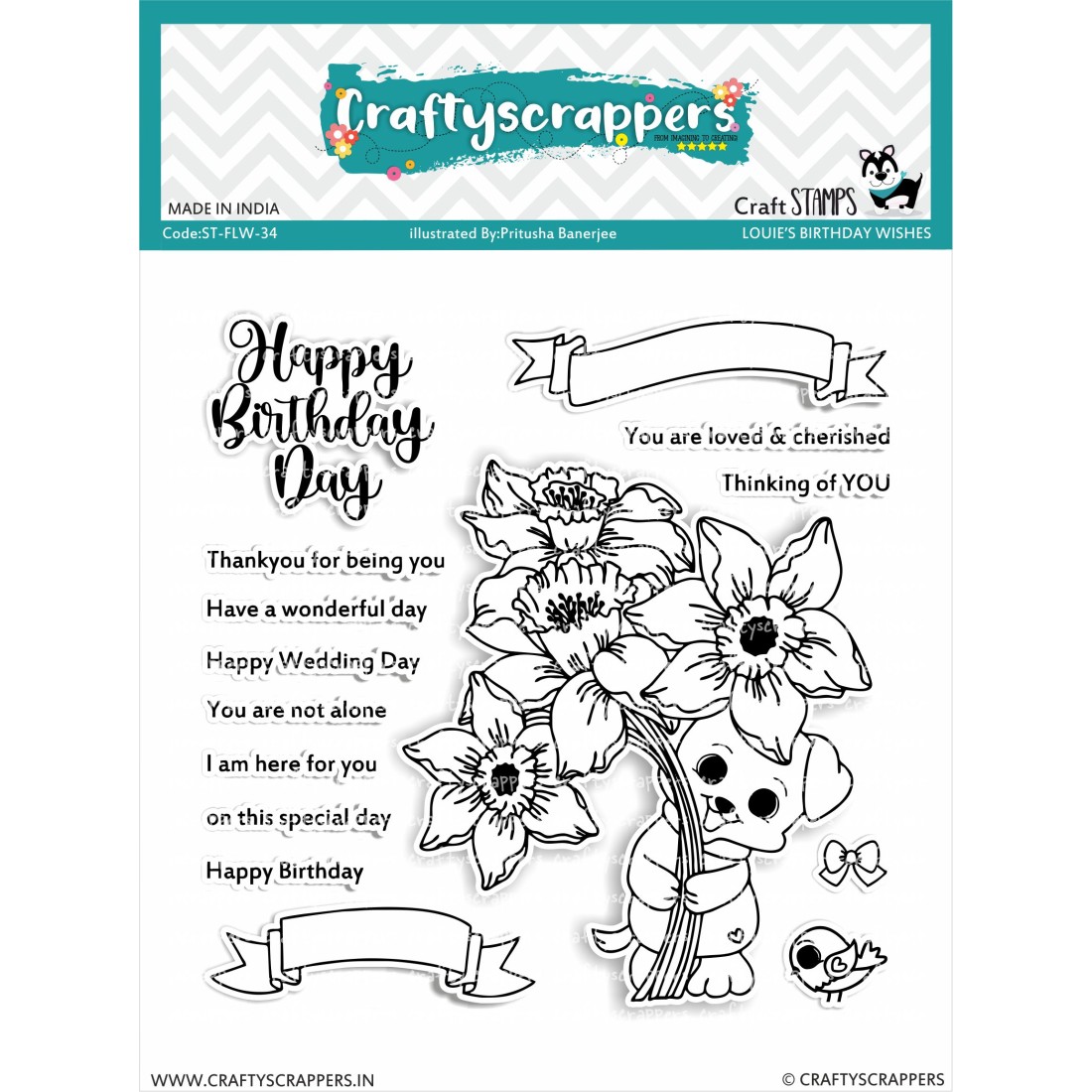 Craftyscrappers Stamps- LOUIE'S BIRTHDAY WISHES