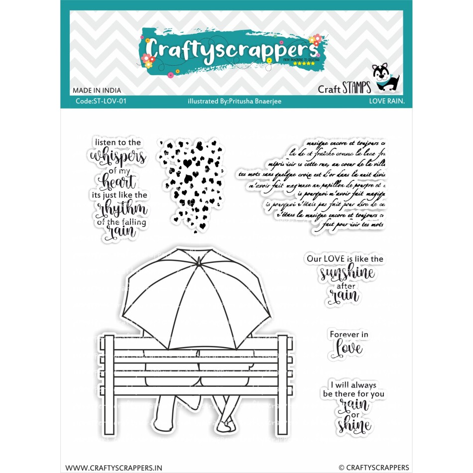 Craftyscrappers Stamps- LOVE RAIN