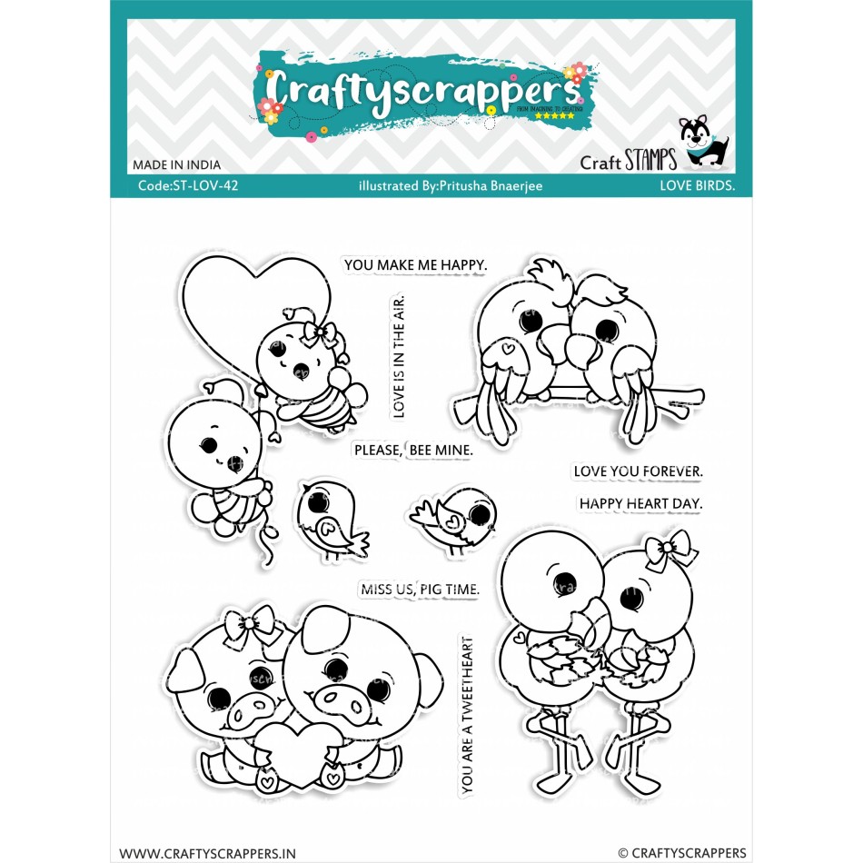Craftyscrappers Stamps- LOVE BIRDS
