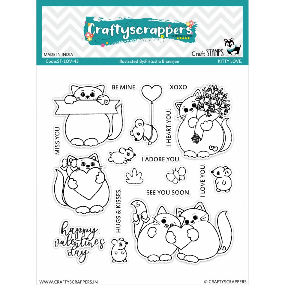 Craftyscrappers Stamps- KITTY LOVE
