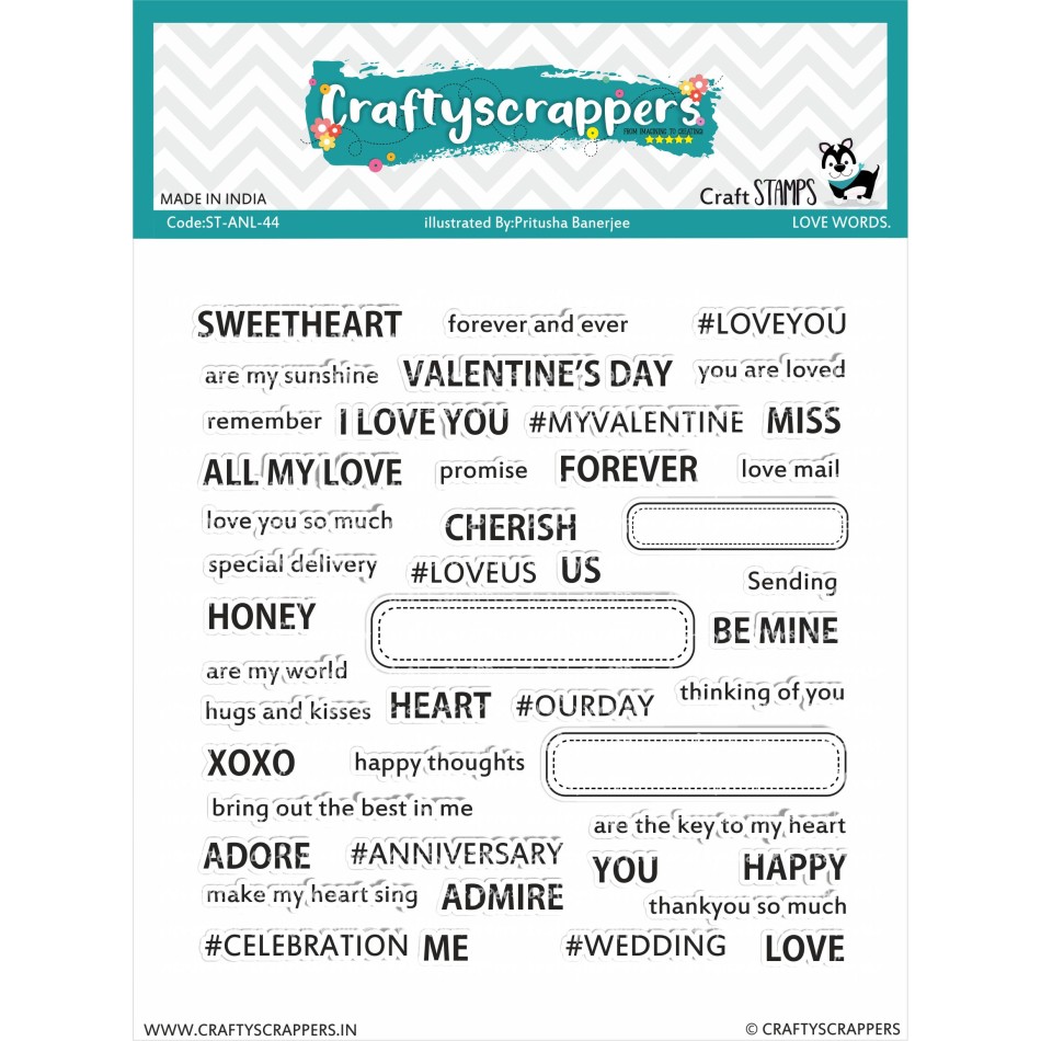 Craftyscrappers Stamps- LOVE WORDS
