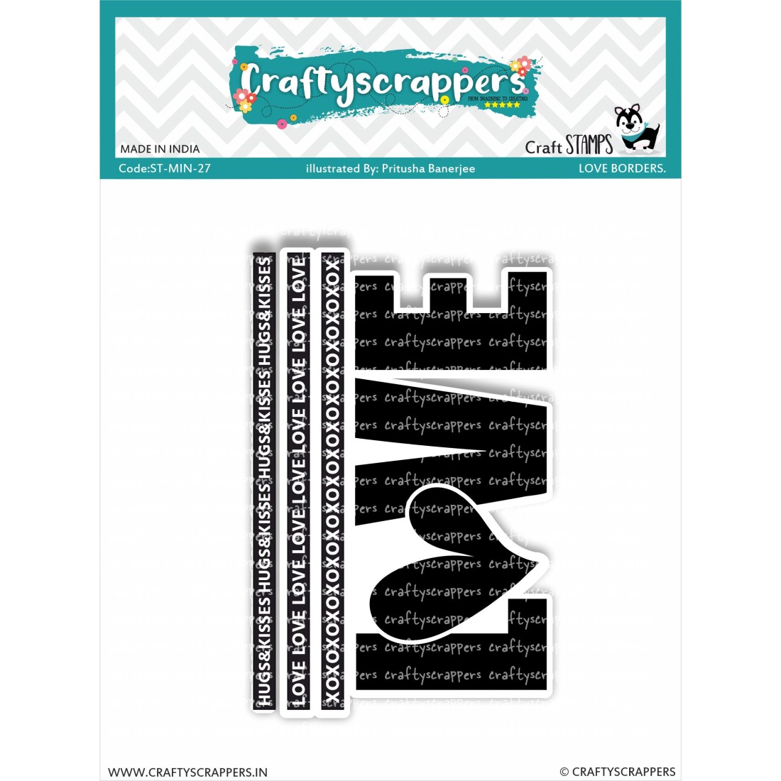 Craftyscrappers Mini Stamps- LOVE BORDERS