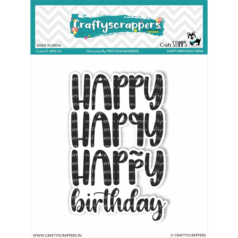 Craftyscrappers Mini Stamps- HAPPY BIRTHDAY
