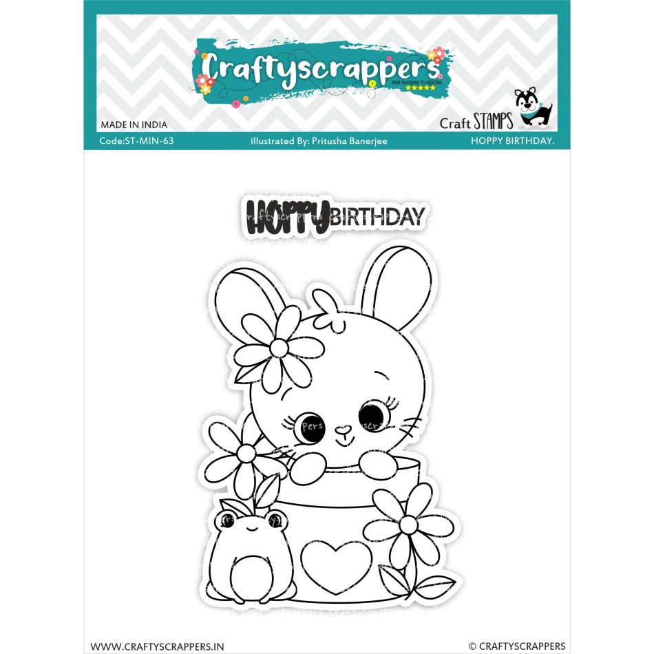 Craftyscrappers Mini Stamps- HOPPY BIRTHDAY