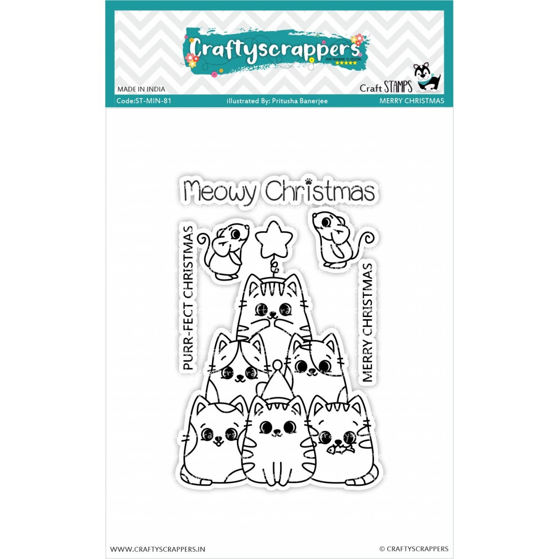 Craftyscrappers Mini Stamps- MEOWY CHRISTMAS-MINI