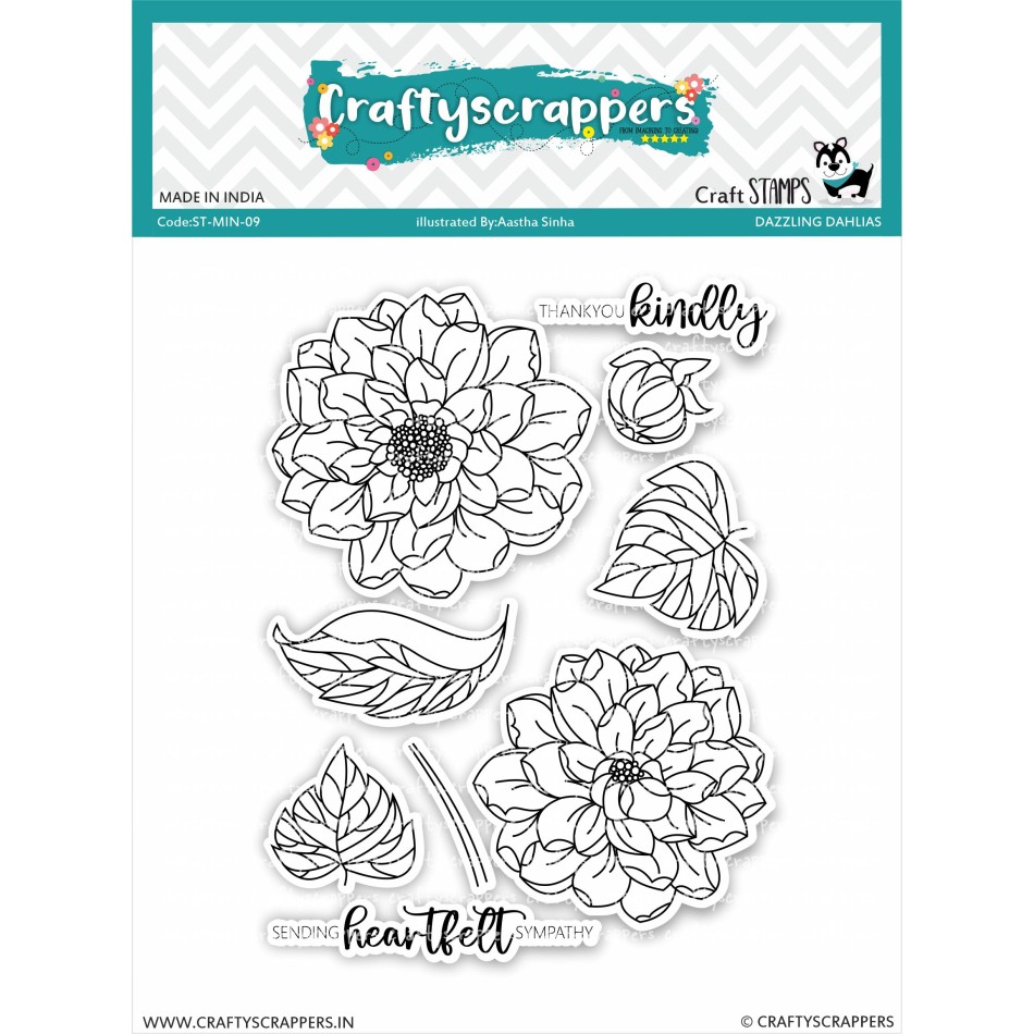 Craftyscrappers Mini Stamps- DAZZLING DAHLIAS