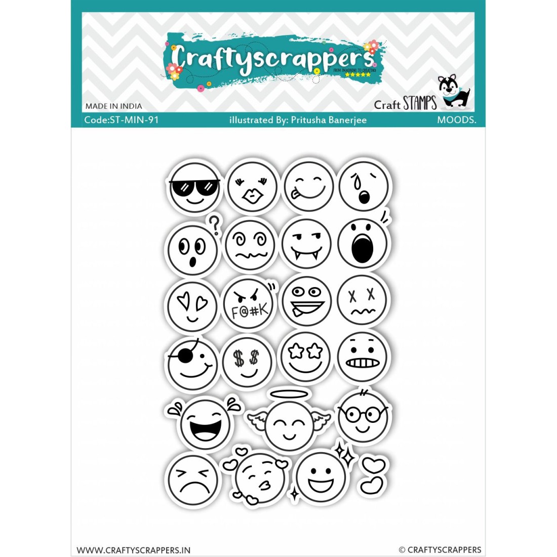 Craftyscrappers Mini Stamps- MOODS