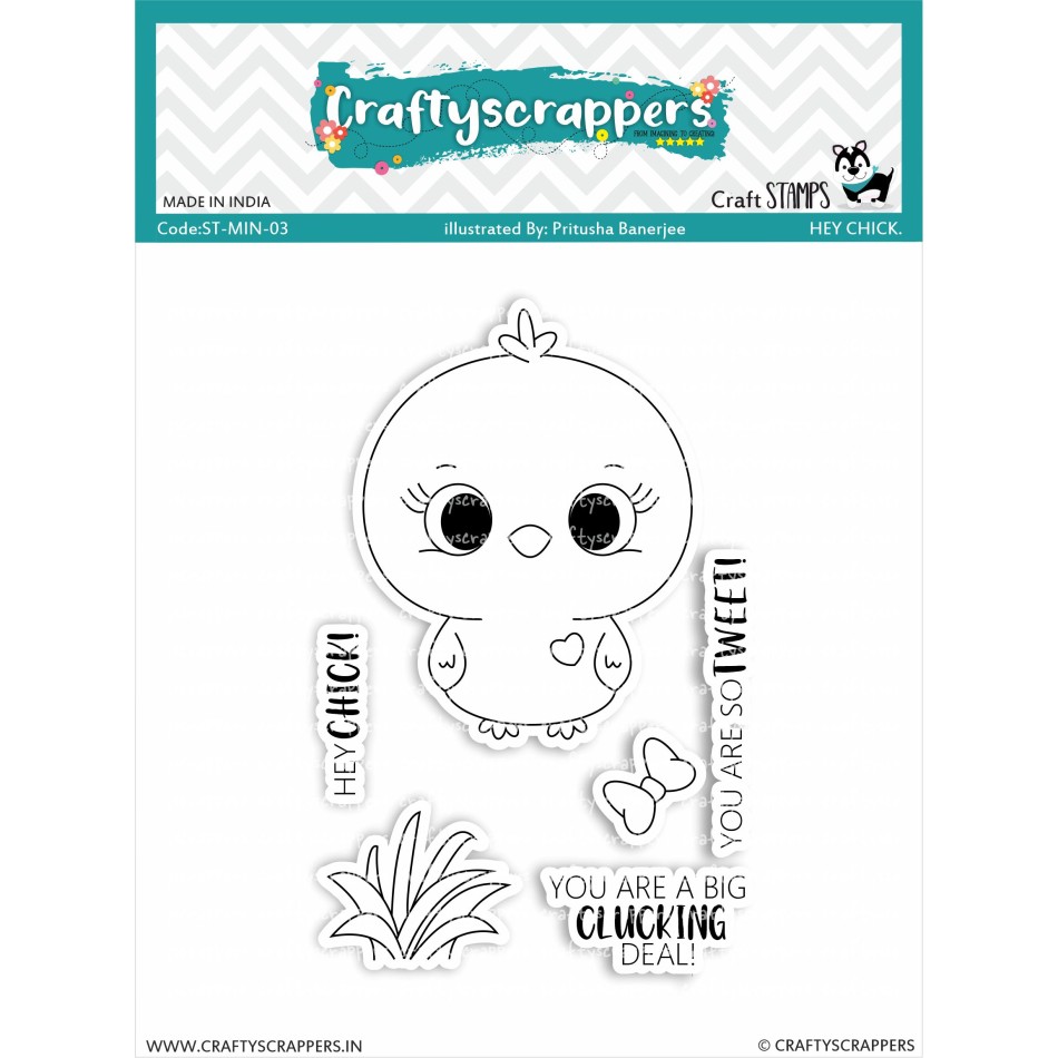 Craftyscrappers Mini Stamps- HEY CHICK