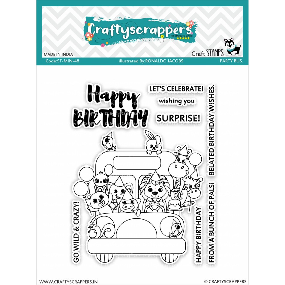 Craftyscrappers Mini Stamps- PARTY BUS