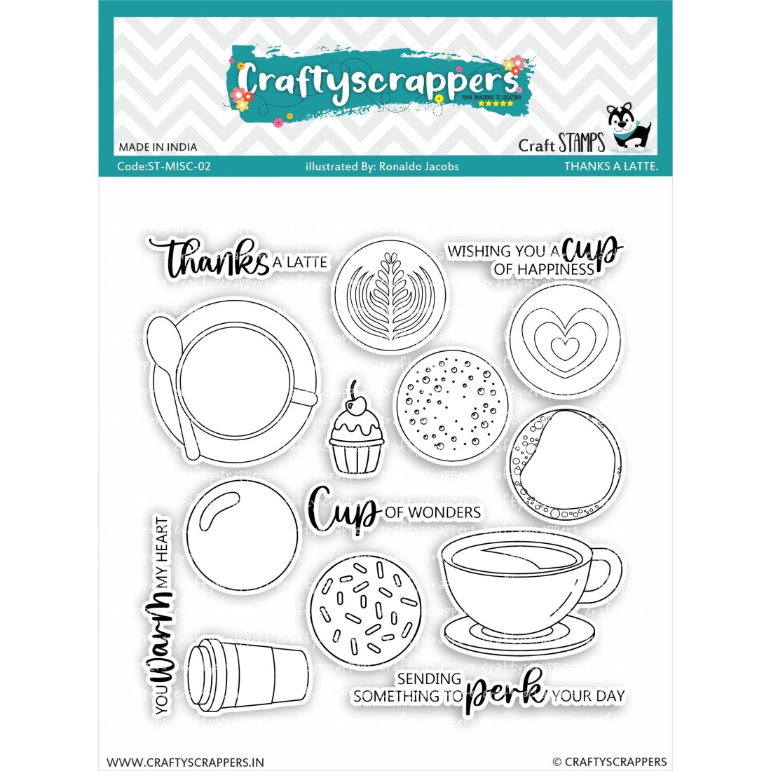 Craftyscrappers Stamps- THANKS A LATTE