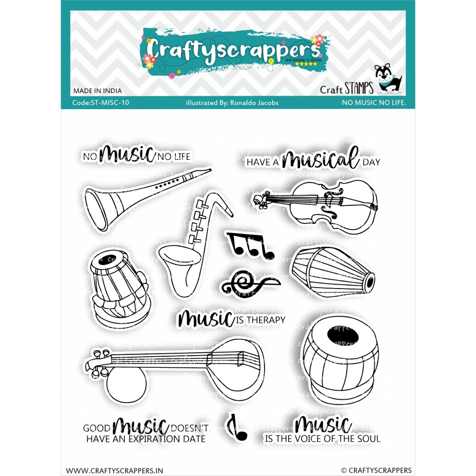 Craftyscrappers Stamps- NO MUSIC NO LIFE