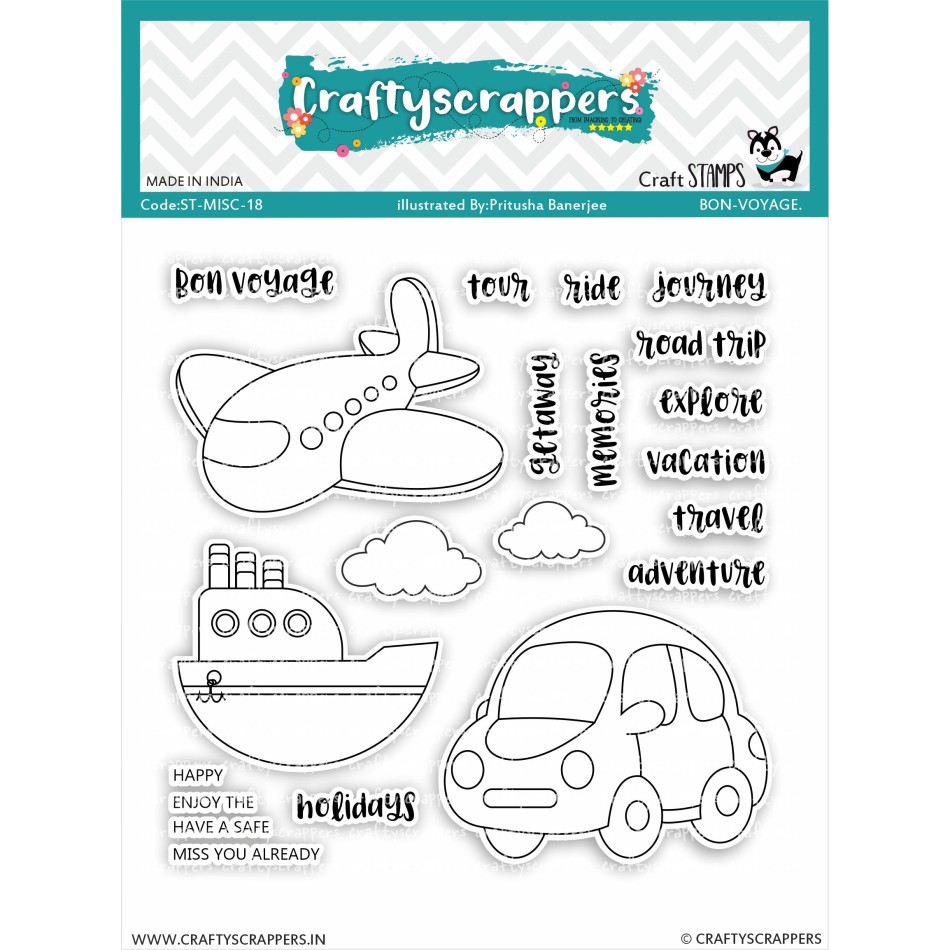 Craftyscrappers Stamps- BON VOYAGE
