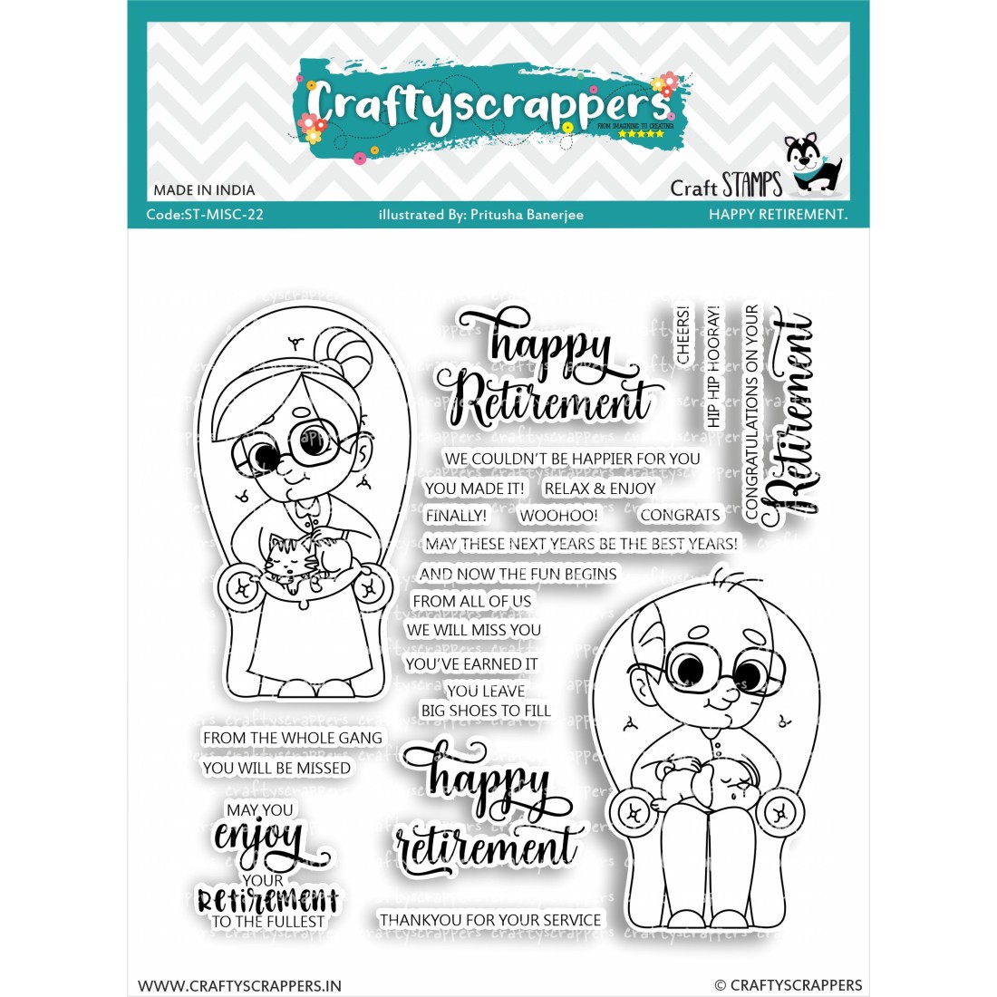 Craftyscrappers Stamps- HAPPY RETIREMENT