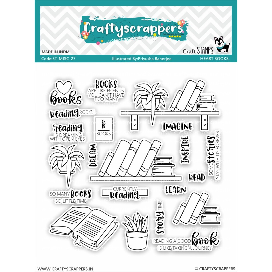 Craftyscrappers Stamps- HEART BOOKS