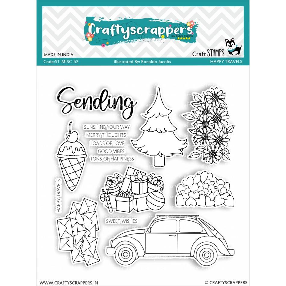 Craftyscrappers Stamps- HAPPY TRAVELS