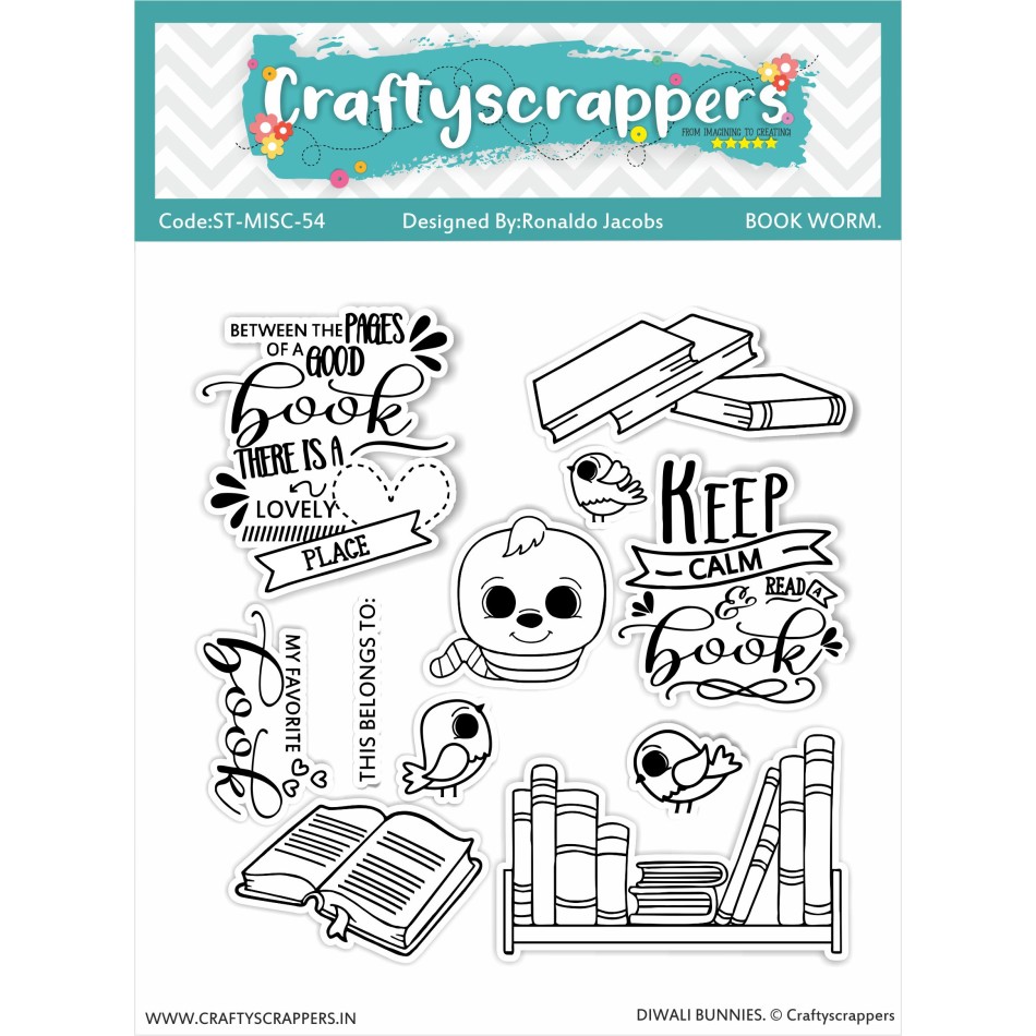 Craftyscrappers Stamps- BOOK WORM