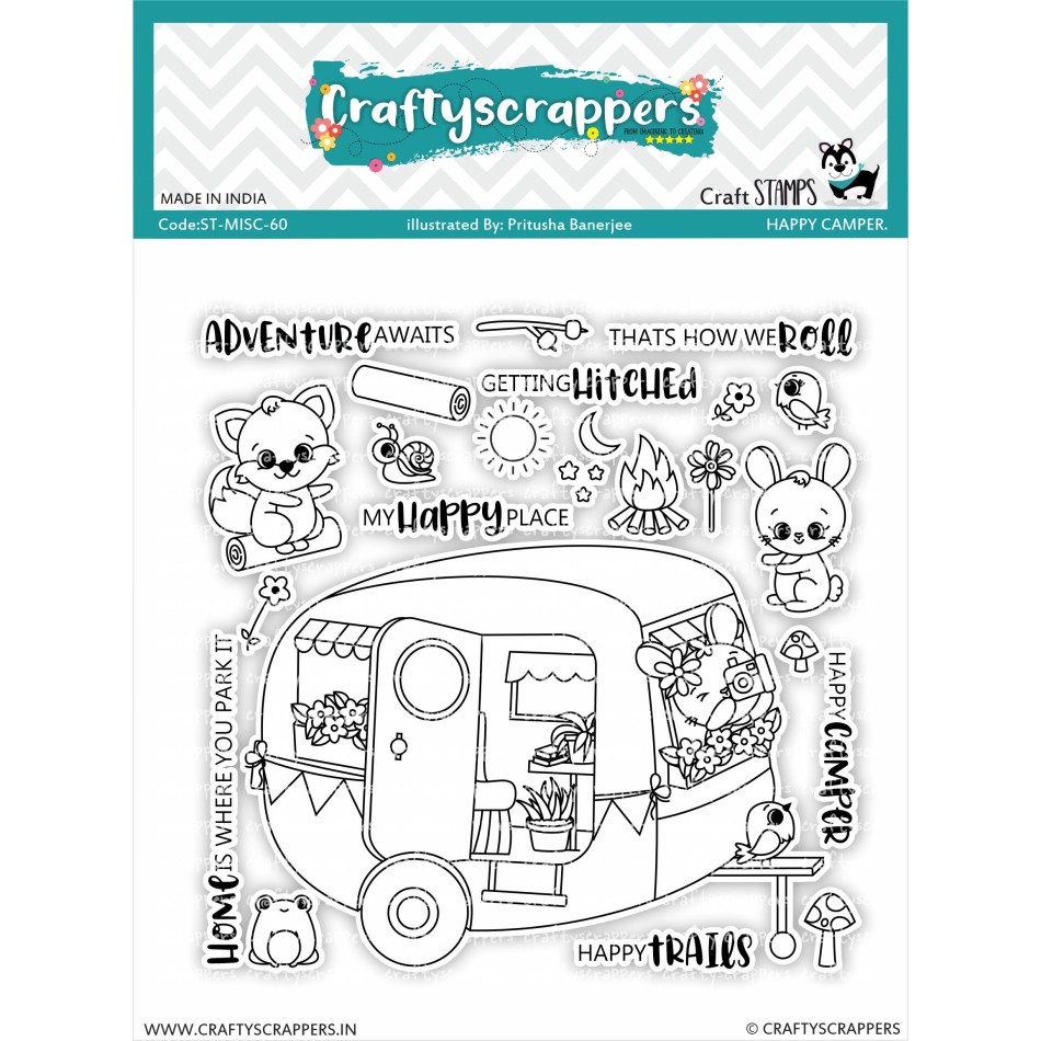 Craftyscrappers Stamps- HAPPY CAMPER