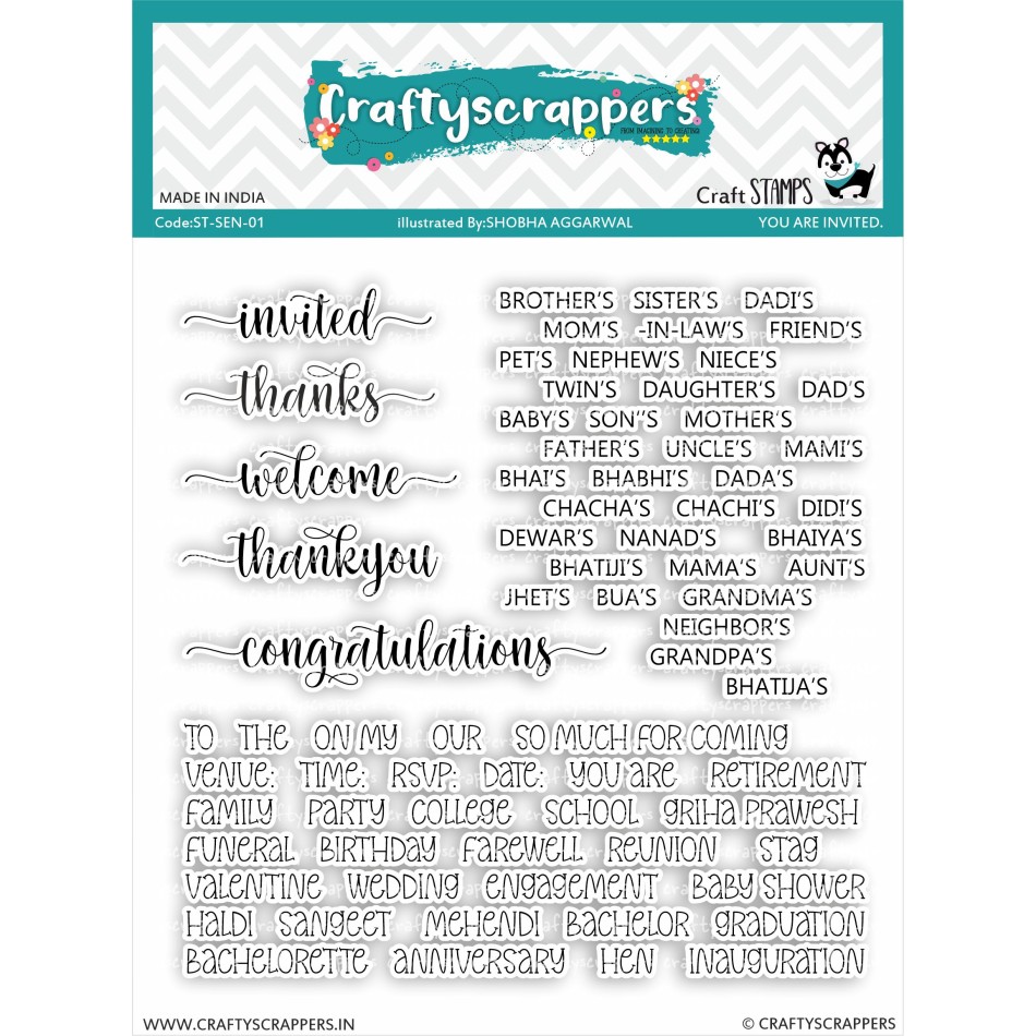 Craftyscrappers Stamps- YOU ARE INVITED