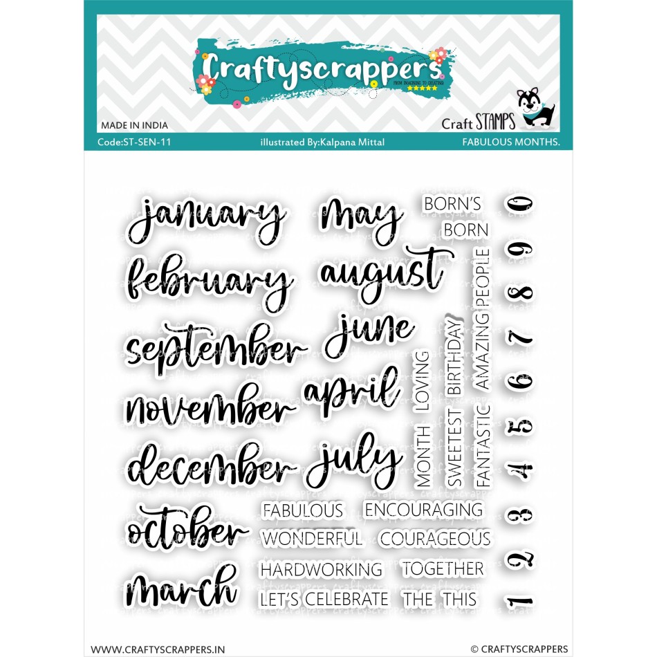 Craftyscrappers Stamps- FABULOUS MONTHS