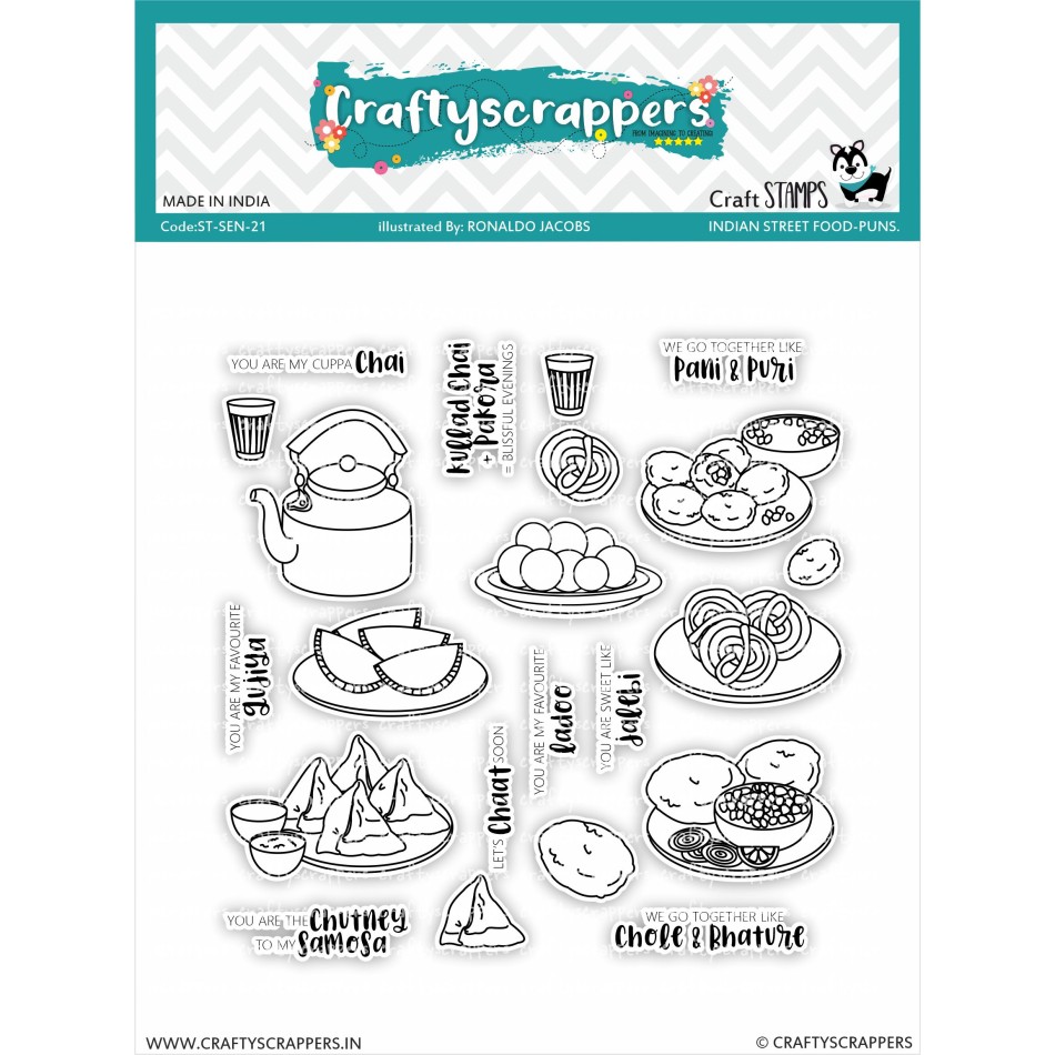 Craftyscrappers Stamps- INDIAN STREET FOOD PUNS