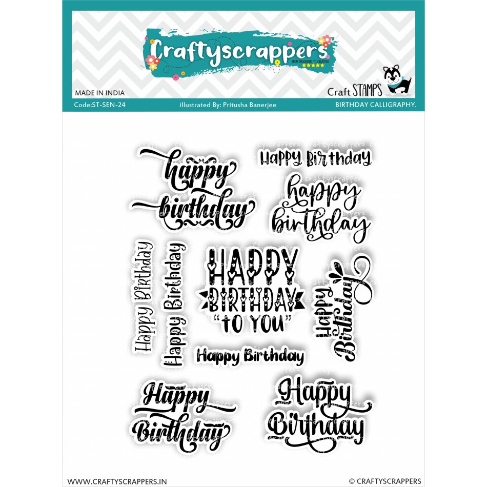 Craftyscrappers Stamps- BIRTHDAY CALLIGRAPHY