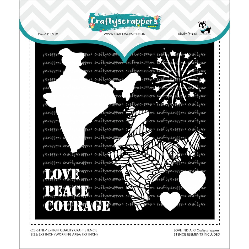 Craftyscrappers BIG Stencil- LOVE INDIA