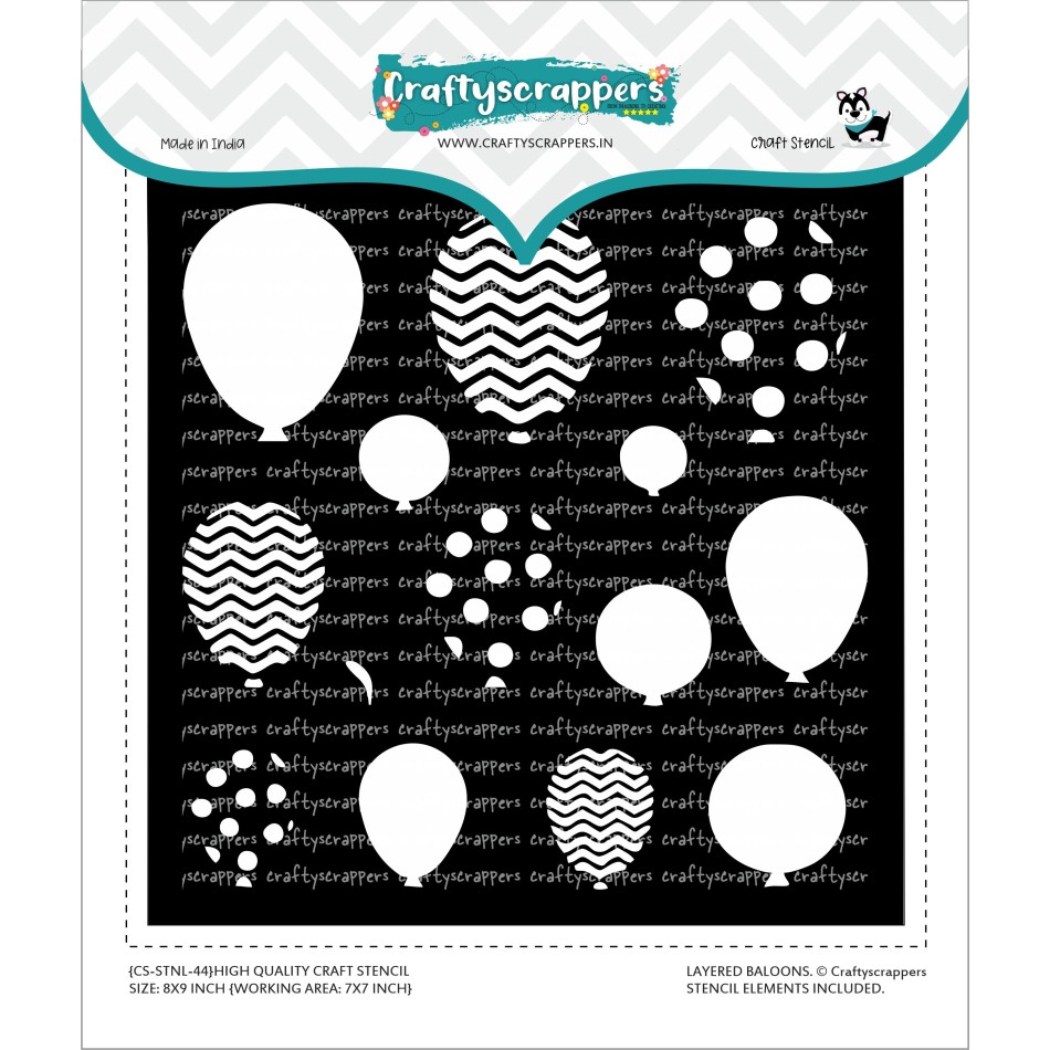 Craftyscrappers BIG Stencil- LAYERED BALOONS