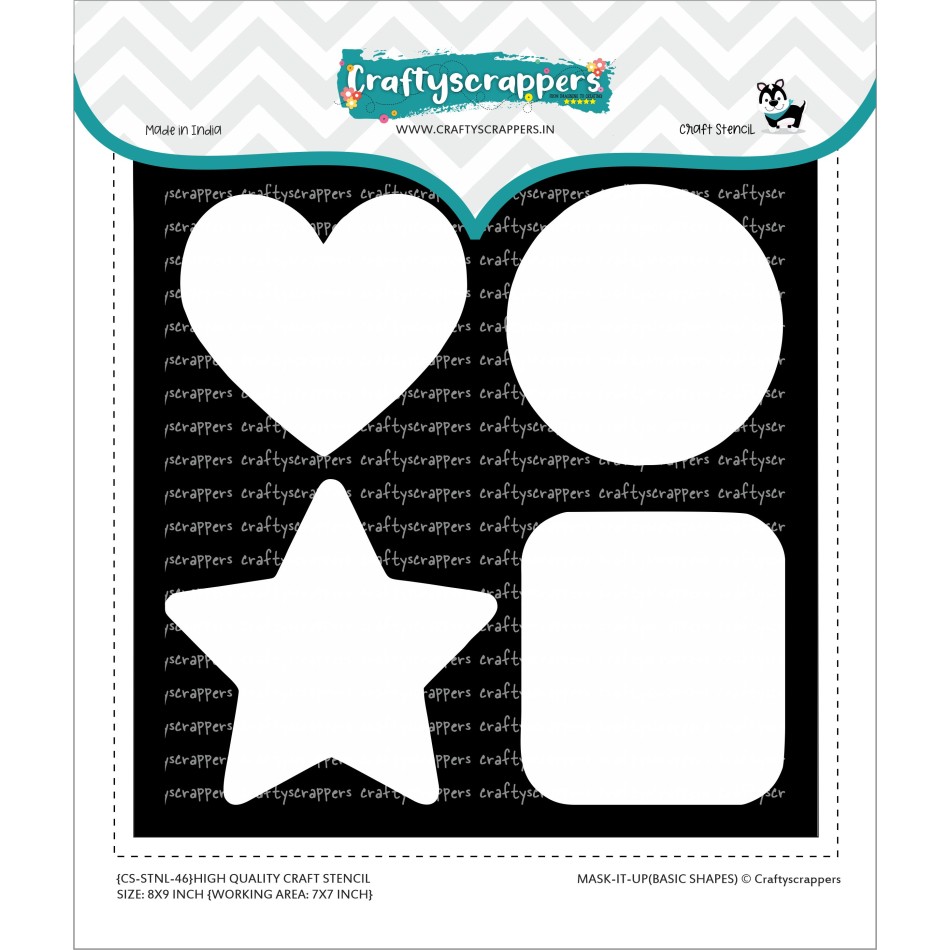 Craftyscrappers BIG Stencil- MASK-IT-UP-BASIC SHAPES