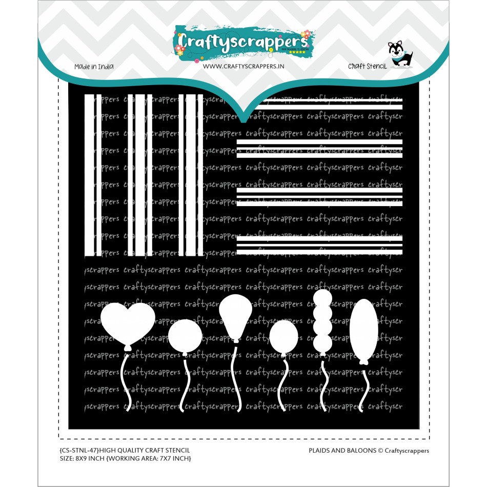 Craftyscrappers BIG Stencil- PLAIDS AND BALOONS
