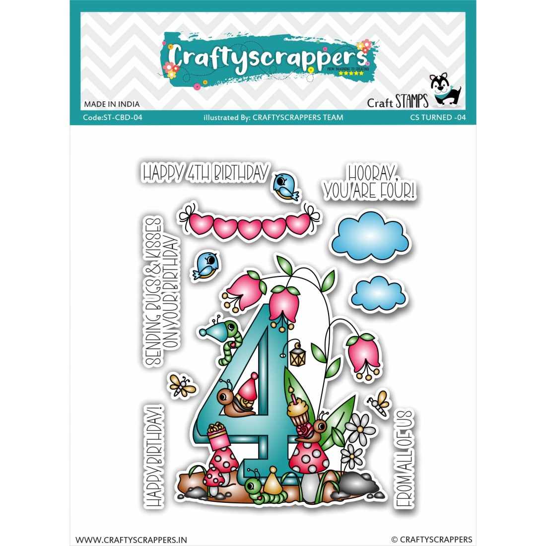 Craftyscrappers Stamps- CS TURNED 4