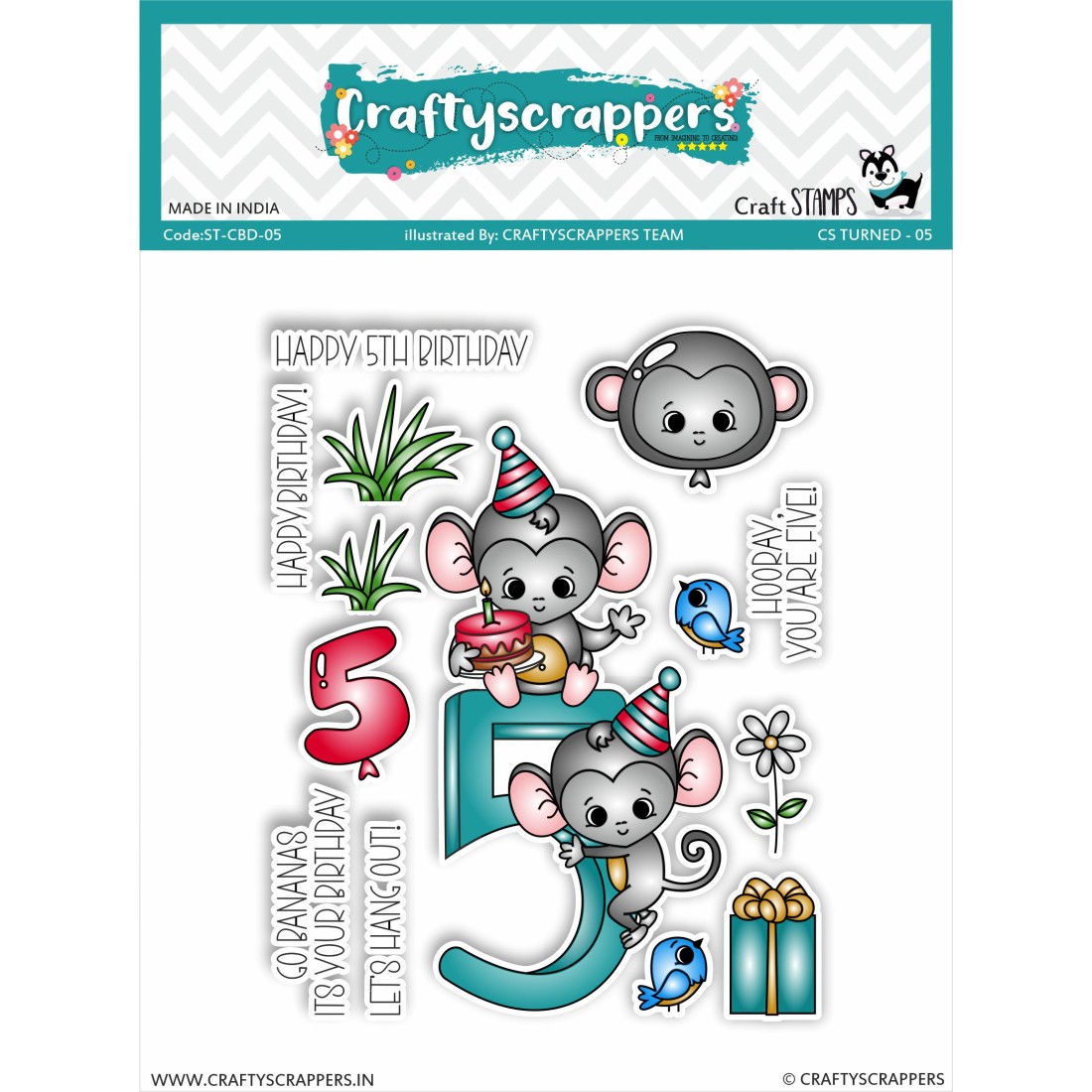 Craftyscrappers Stamps- CS TURNED 5