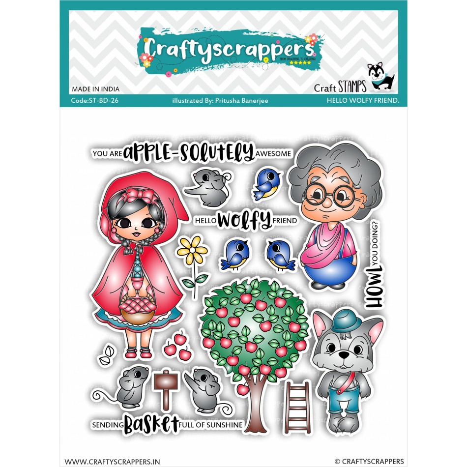 Craftyscrappers Stamps- HELLO WOLFY FRIEND