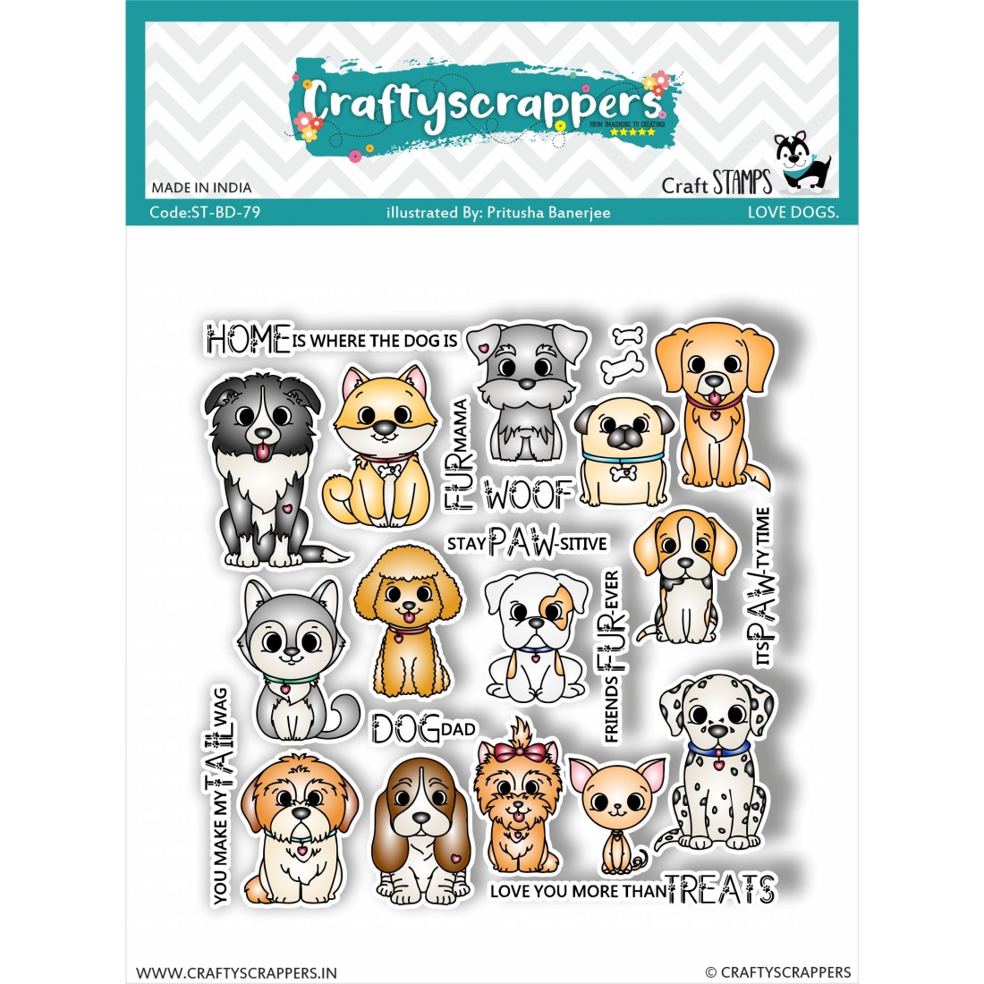 Craftyscrappers Stamps- LOVE DOGS