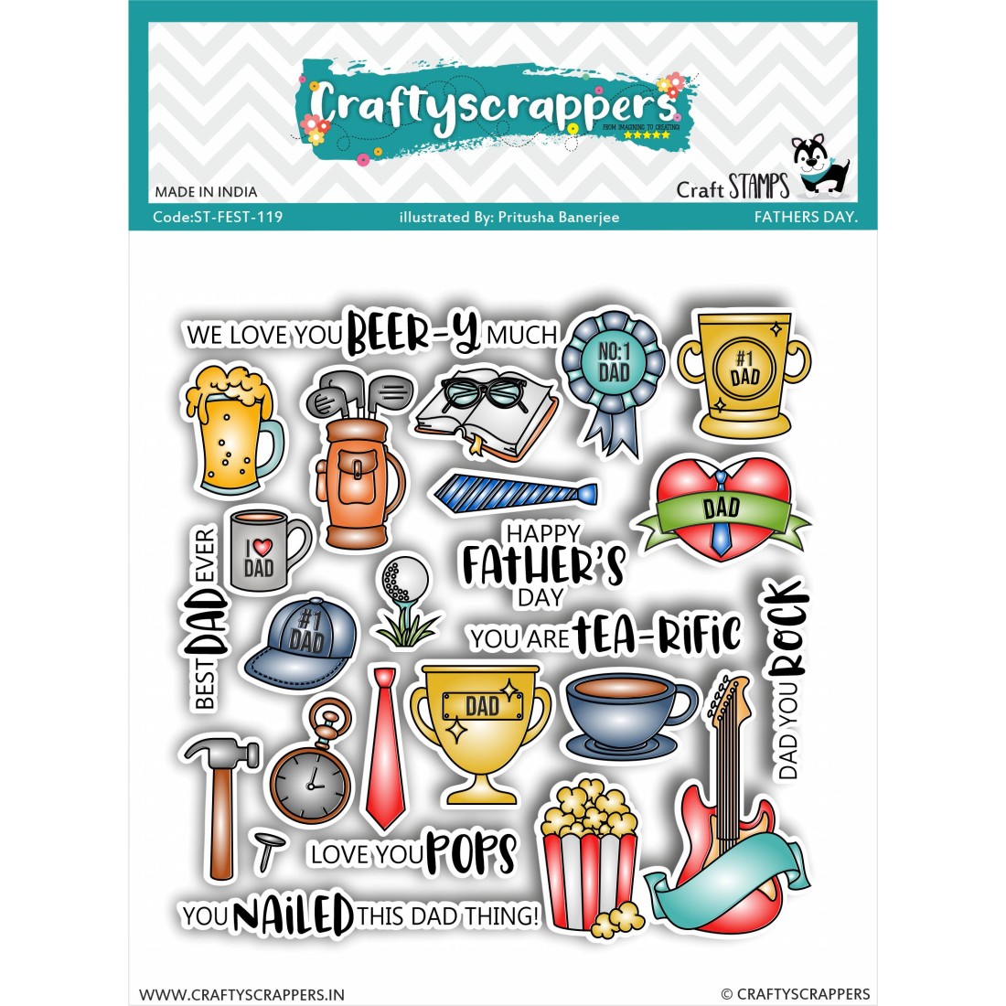 Craftyscrappers Stamps- HAPPY FATHERS DAY