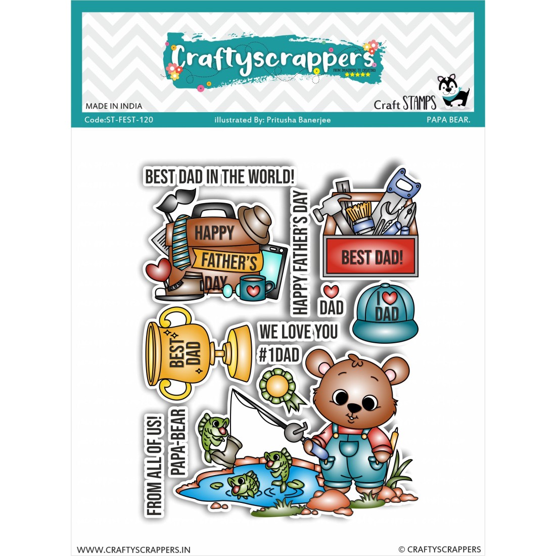 Craftyscrappers Stamps- PAPA BEAR