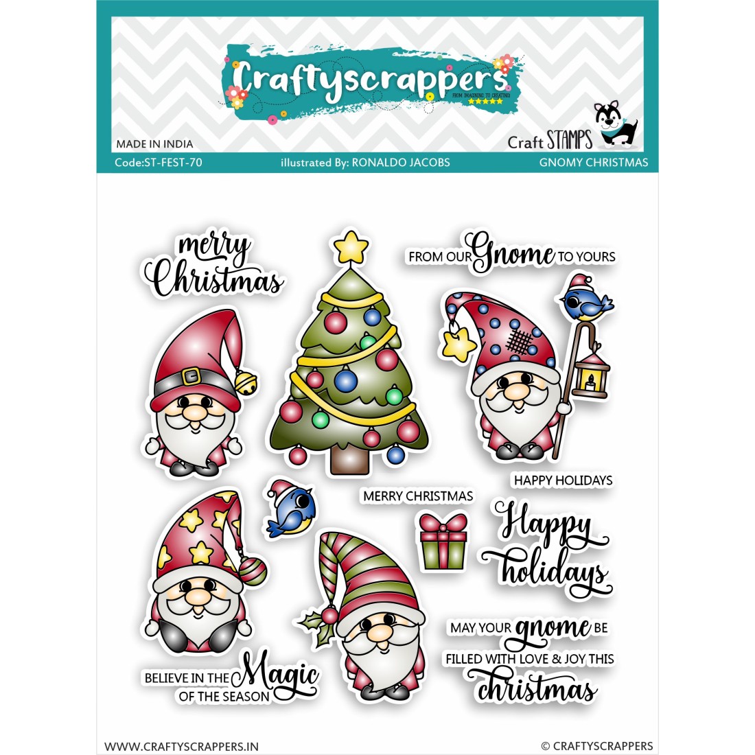 Craftyscrappers Stamps- GNOMY CHRISTMAS