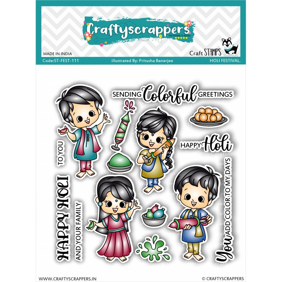 Craftyscrappers Stamps- HOLI FESTIVAL