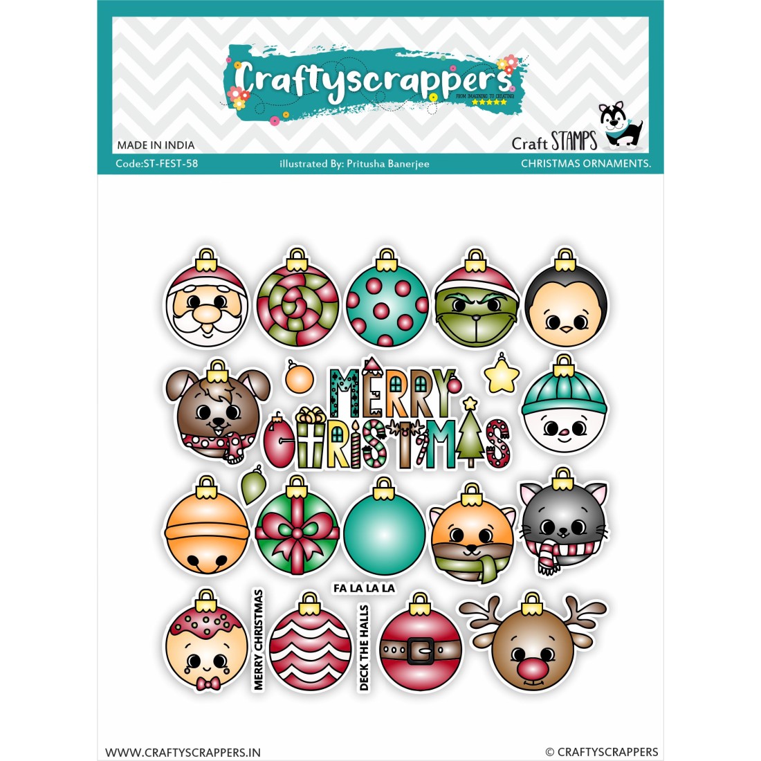 Craftyscrappers Stamps- CHRISTMAS ORNAMENTS