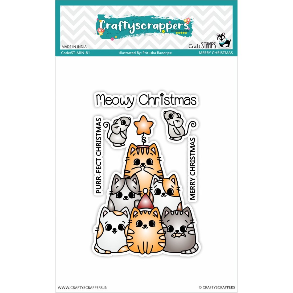 Craftyscrappers Mini Stamps- MEOWY CHRISTMAS-MINI