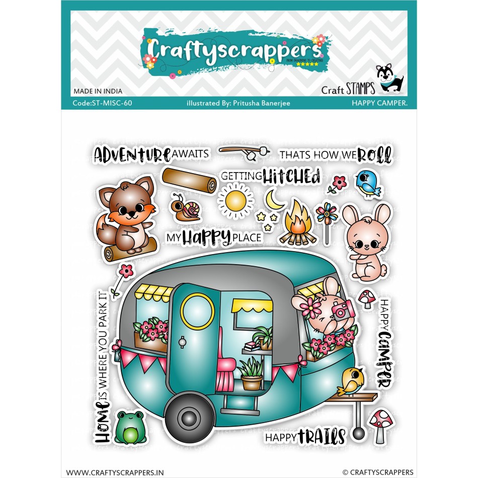 Craftyscrappers Stamps- HAPPY CAMPER